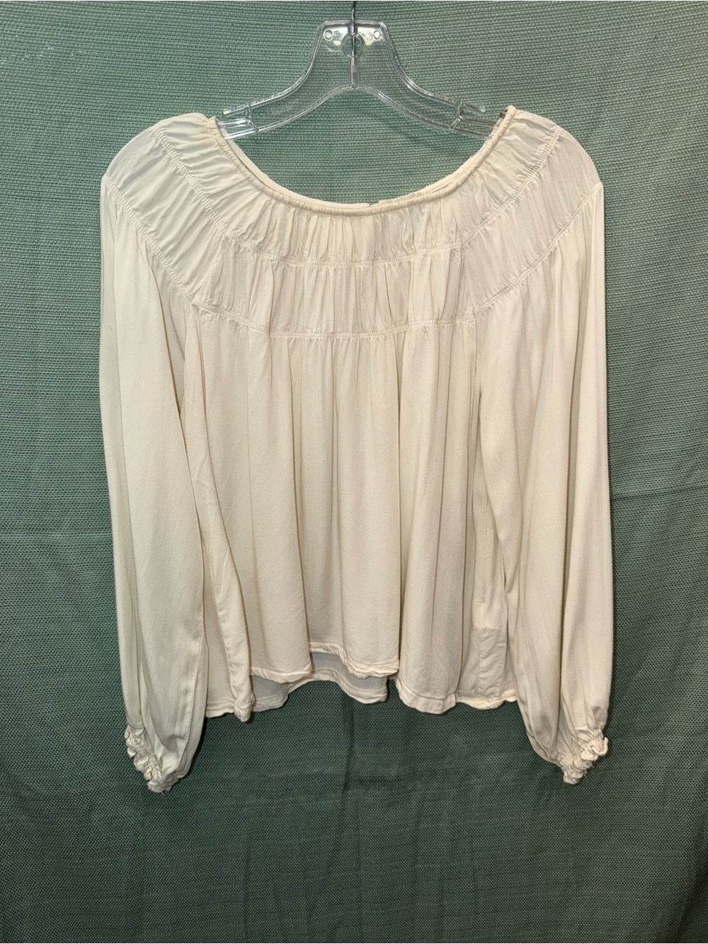 Polagram Cream Smocked Yoke Peasant Blouse